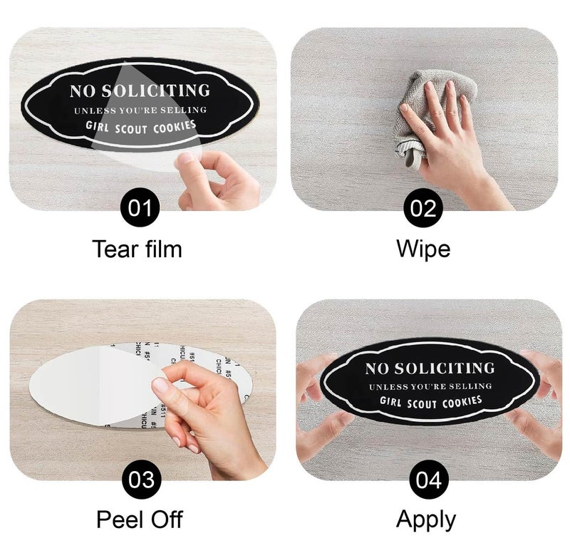 Saganizer Funny No Soliciting Sign for House â€“ 3pack Acrylic No Soliciting Signs for Front Door or Yard, Small No Soliciting Signs for Home Unless You Sell Girl Scout Cookies â€“ No Solicitor Knock Warning - Image 3